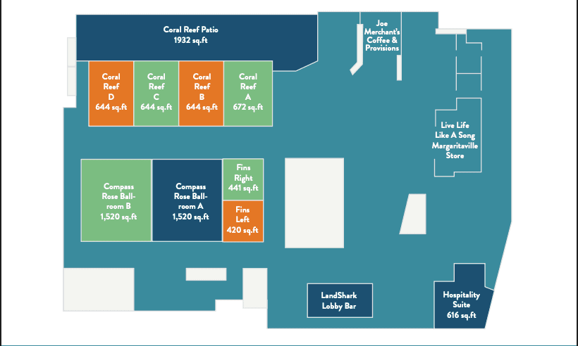 Map of Margaritaville Hotel area